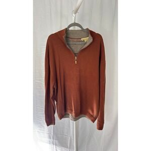 Tommy Bahama Mens Quarter Zip Pullover Sweater Orange Cotton XL